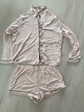 stars above Cream Pajama Set with Black Trim